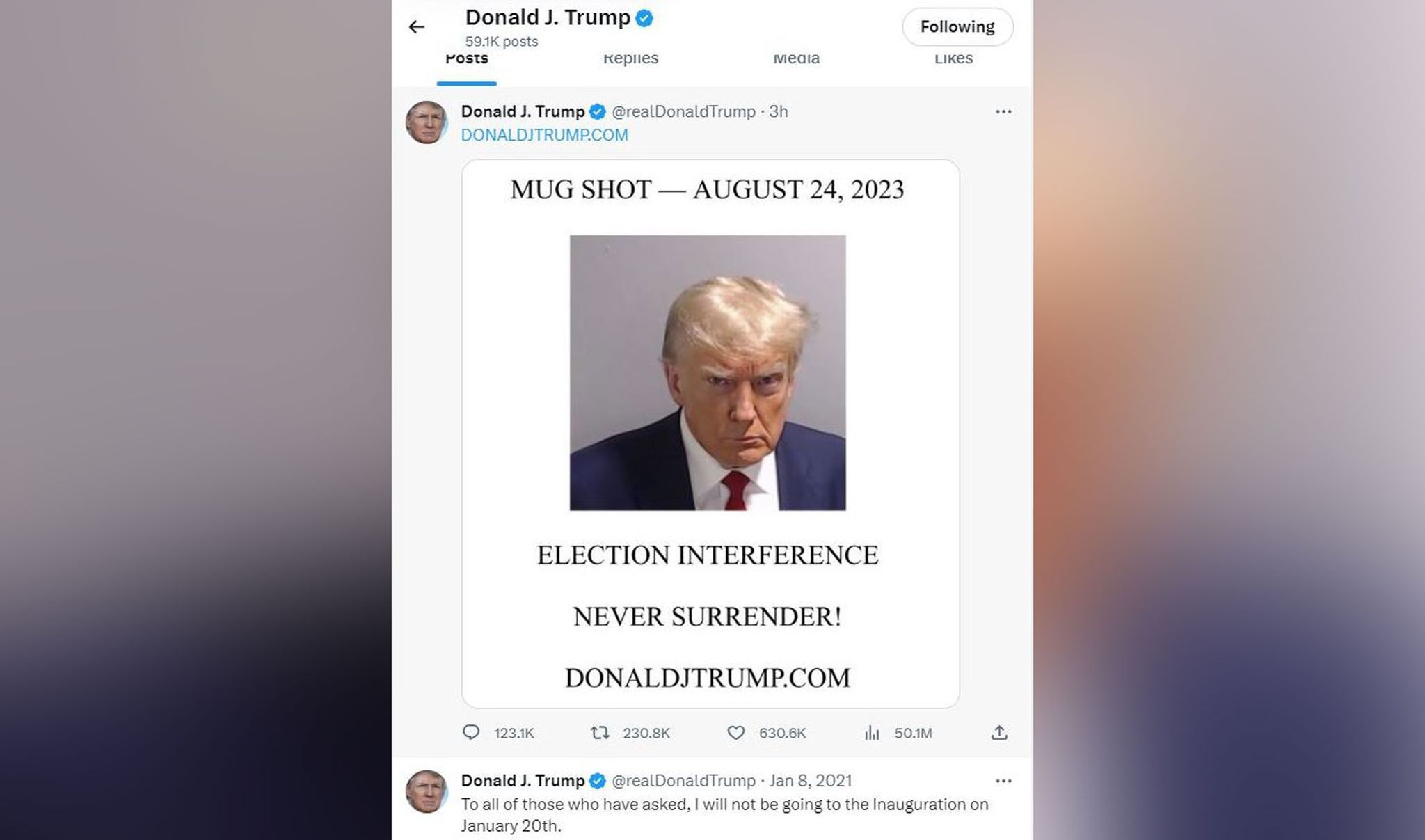রিব্র্যান্ডেড টুইটারে আড়াই বছর পর ফিরে কারাগারে তোলা ছবি পোস্ট করলেন ট্রাম্প