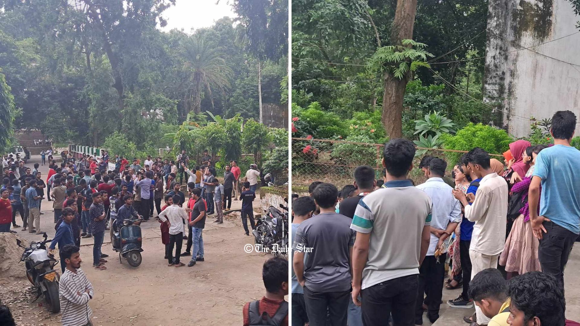 চবি প্রক্টর অফিসের সামনে আন্দোলনকারী ও ছাত্রলীগের অবস্থান