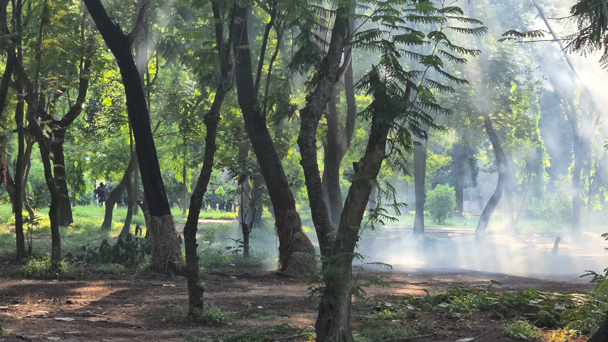 জাহাঙ্গীরনগরে আন্দোলনকারীদের ছত্রভঙ্গ করতে পুলিশের টিয়ারশেল