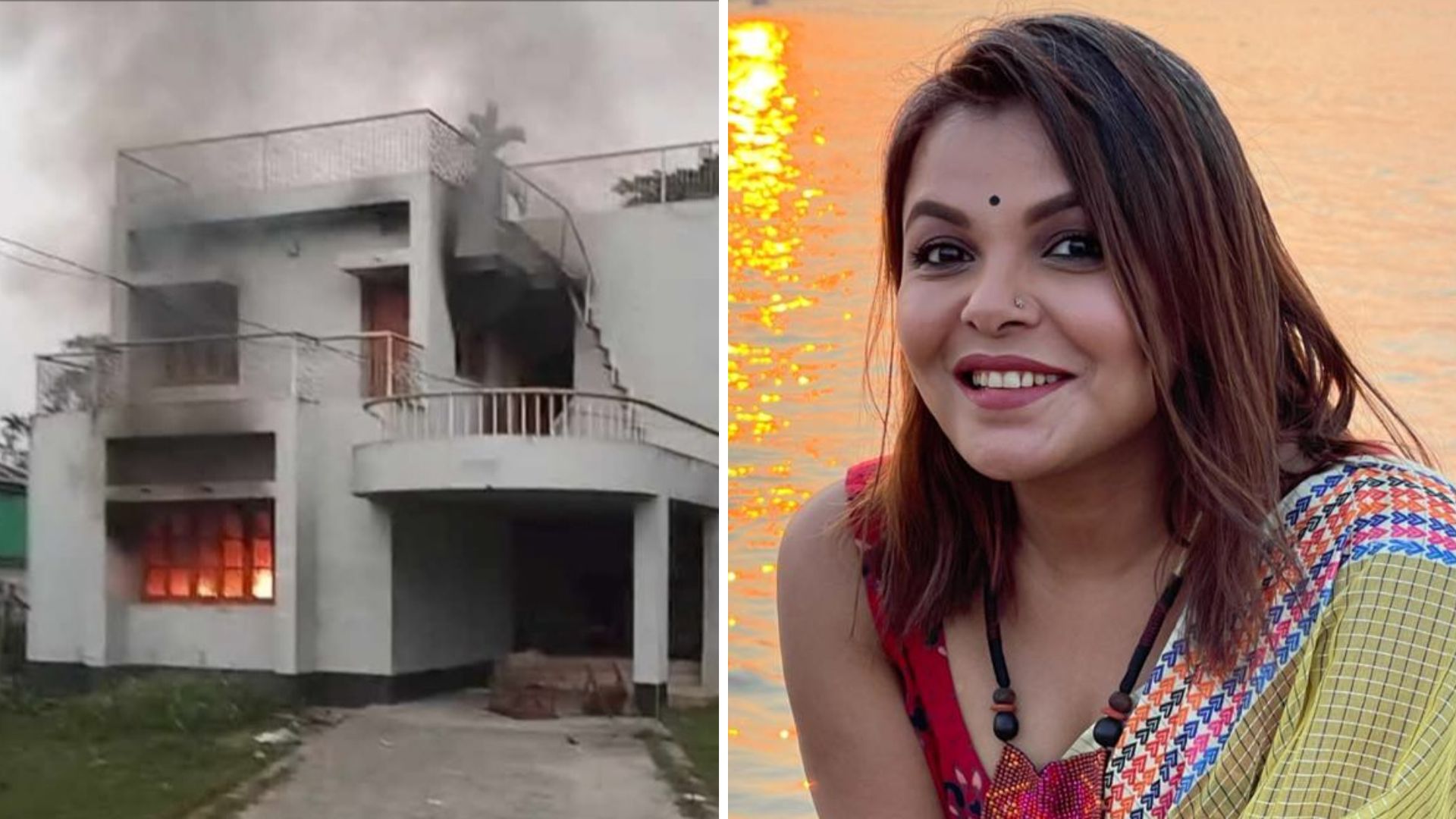 মেহের আফরোজ শাওনের গ্রামের বাড়িতে অগ্নিসংযোগ