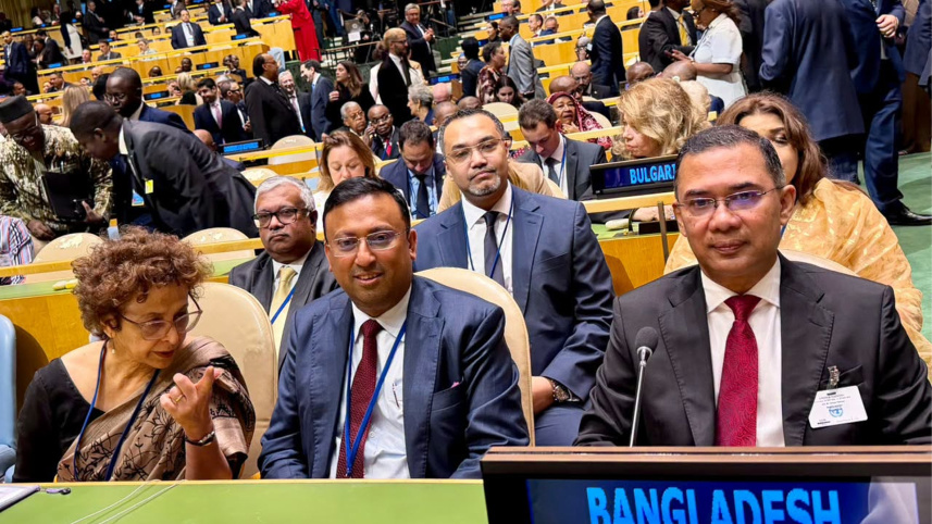 জাতিসংঘ সাধারণ পরিষদের ৮১তম অধিবেশনের উদ্বোধনী অনুষ্ঠানে প্রধানমন্ত্রী তারেক রহমান। ছবি: প্রধানমন্ত্রীর কার্যালয়