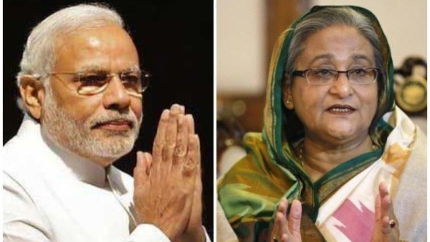 ভারতের প্রধানমন্ত্রী মোদি ও বাংলাদেশের প্রধানমন্ত্রী শেখ হাসিনা। ফাইল ছবি