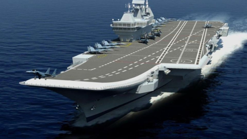 এই রণতরীর দৈর্ঘ্য ও প্রস্থ যথাক্রমে ২৬২ মিটার ও ৬২ মিটার। ছবি: এএনএন 