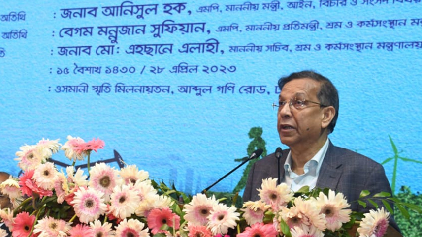 আইনমন্ত্রী আনিসুল হক, জাতীয় পেশাগত স্বাস্থ্য ও সেফটি দিবস, শ্রম ও কর্মসংস্থান প্রতিমন্ত্রী মন্নুজান সুফিয়ান,