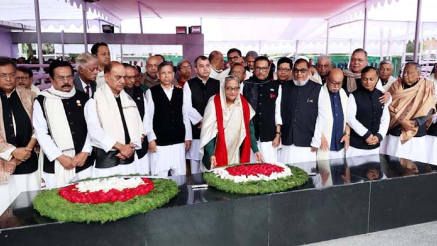 বঙ্গবন্ধুর প্রতি প্রধানমন্ত্রী ও মন্ত্রিসভার নতুন সদস্যদের শ্রদ্ধা