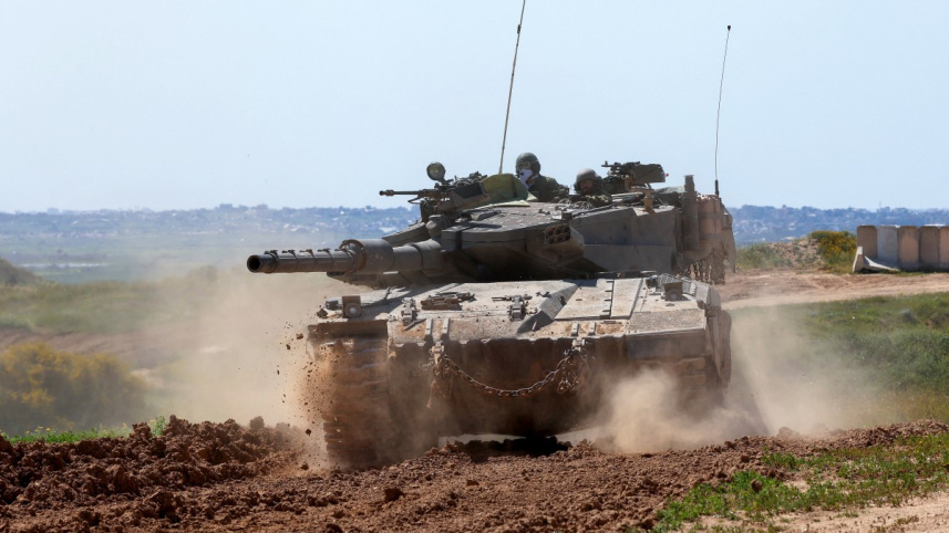 গাজার সীমান্তে ইসরায়েলি ট্যাংক। ছবি: এএফপি (২০ মার্চ, ২০২৪)