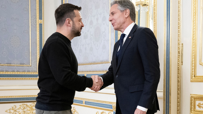 সম্প্রতি জেলেনস্কির সঙ্গে দেখা করেন অ্যান্টনি ব্লিঙ্কেন। ছবি: রয়টার্স