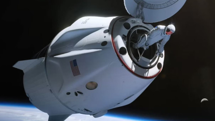 শিল্পীর তুলিতে স্পেসওয়াক। ছবি: স্পেসএক্স 