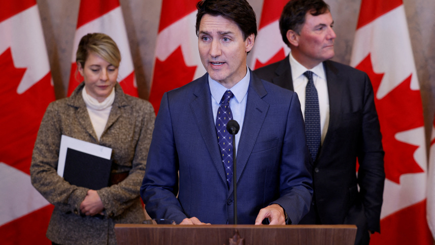 পার্লামেন্টে বক্তব্য রাখছেন ট্রুডো। ফাইল ছবি: রয়টার্স