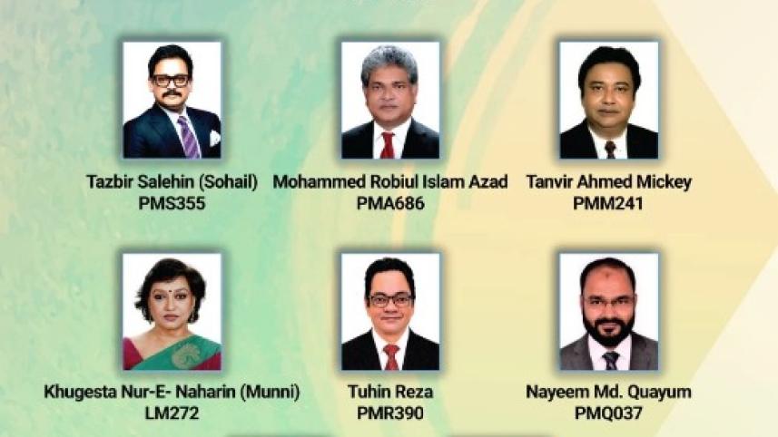 ঢাকা ক্লাবের নতুন সভাপতি ও পরিচালণা পর্ষদের সদস্যদের ছবি: ঢাকা ক্লাবের ওয়েবসাইট থেকে সংগৃহীত।