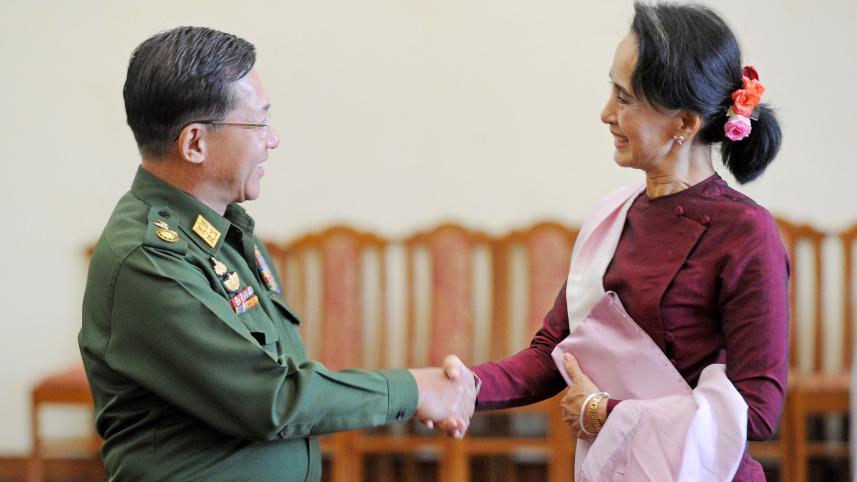 Aung Sun Su Kyi and Min Aung Hlaing