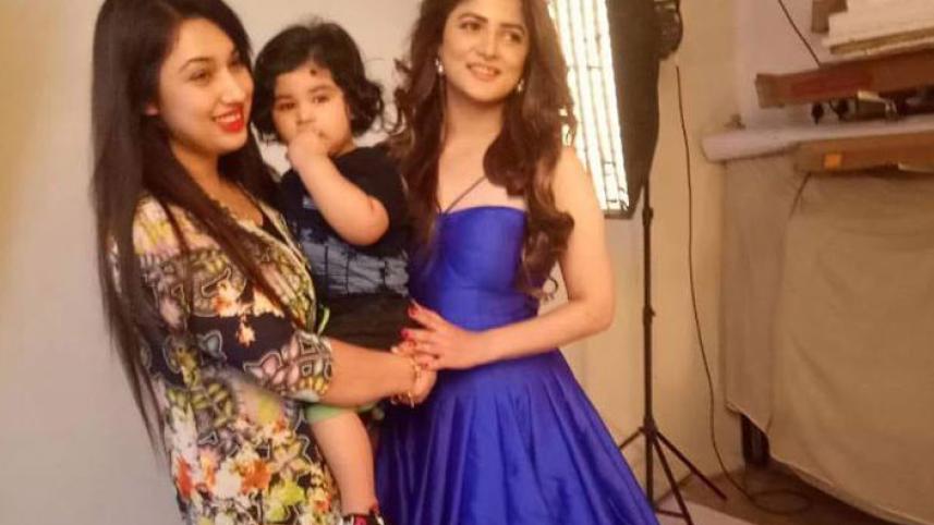 Shrabanti and Apu Biswas with Joy