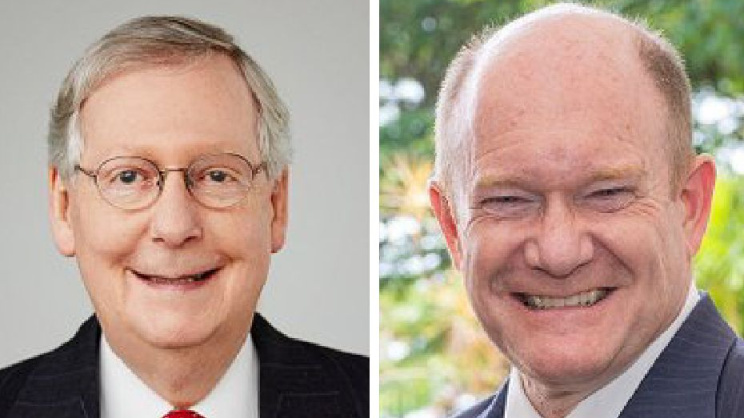 রিপাবলিকান নেতা মিশ ম্যাককনেল ও ডেমোক্র্যাট নেতা ক্রিস কুনস। ছবি: সংগৃহীত