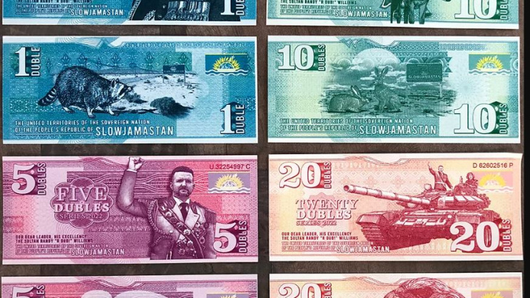 স্লোজ্যামাস্তানের ব্যাংক নোট । ছবি: স্লোজ্যামাস্তান প্রোপাগান্ডা মন্ত্রণালয়