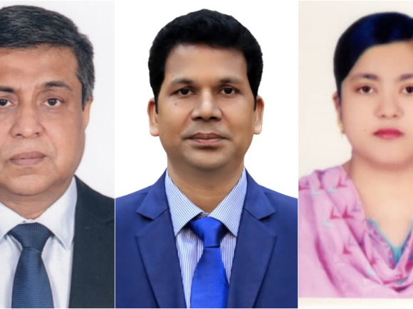 বাঁ দিক থেকে—মনিরুজ্জামান মিঞা, রেজা হাসান ও রোজী আক্তার। ছবি: সংগৃহীত