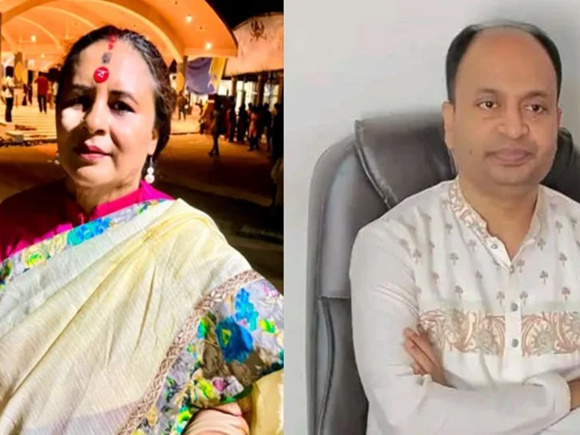 পূজা উদযাপন ফ্রন্টের সভাপতি অপর্না রায় দাস ও সাধারণ সম্পাদক বাবু মিল্টন বৈদ্য। ছবি: সংগৃহীত