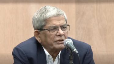 অনুষ্ঠানে বক্তব্য দিচ্ছেন মির্জা ফখরুল ইসলাম আলমগীর। ছবি: ভিডিও থেকে নেওয়া
