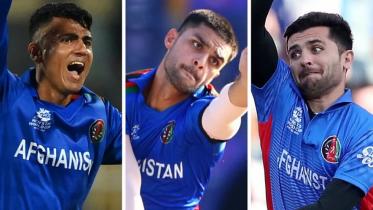 Mujeeb Ur Rahman, Fazalhaq Farooqi and Naveen Ul Haq