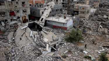 এক বছরের যুদ্ধে গাজা ধ্বংসস্তুপে পরিণত হয়েছে। ফাইল ছবি:এএফপি