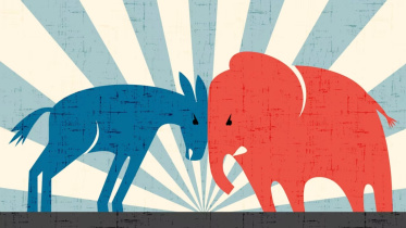 মার্কিন প্রেসিডেন্ট নির্বাচন এক অর্থে হাতি ও গাধার লড়াই। প্রতীকী ছবি: সংগৃহীত 