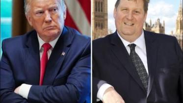 মার্কিন প্রেসিডেন্ট ট্রাম্প ও বিবিসির সাংবাদিক গ্যারি ডনোহিউ। কোলাজ ছবি: সংগৃহীত