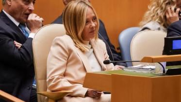 জাতিসংঘের সাধারণ পরিষদের অধিবেশনে ইতালির জর্জিয়া মেলোনি। ছবি: রয়টার্স