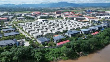 মিয়ানমারের পূর্বাঞ্চলে মিয়াওয়াদ্দি শহরে কেকে পার্ক কমপ্লেক্স। এখানে বেশিরভাগ স্ক্যাম সেন্টারের অবস্থান। ছবি: এএফপি